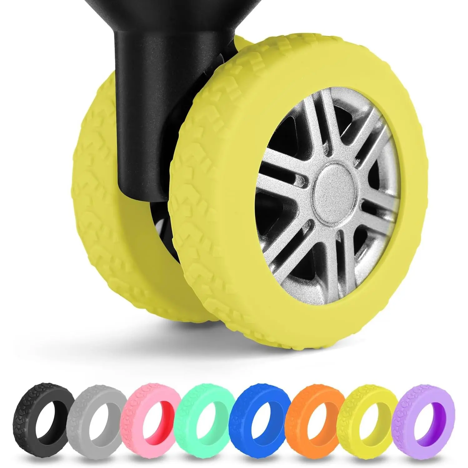 8 Pack Luggage Wheel Covers for Dual Spinner Wheels,  Suitcase Wheel Protectors for 2.0"-2.4" Wheels, Noise Reducing & Anti-Scratch Tire Sleeves, Travel Accessories for Checked & Carry