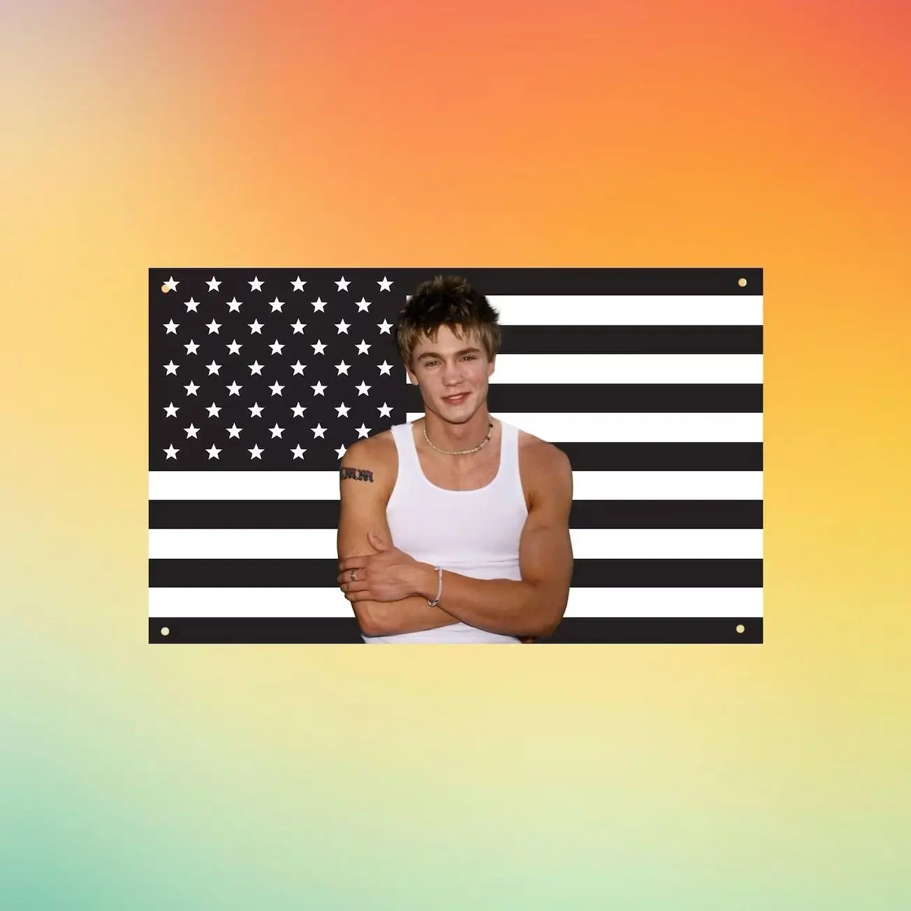 Chad Michael Murray USA Flag Wall Tapestry, Hot Actor Wall Flag, Black and White American Flag Decor, Fan Gift