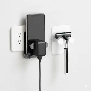 Multifunctional Razor Blade Holder Adjustable Slots Fit Various Models Storage Rack Wall Mounted Space Saving Waterproof ABS Material for Bathroom Kitchen Organizer