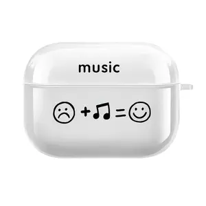 Transparent Silicone Protective Case for Apple AirPods 1/2, Suitable for AirPods 3, Suitable for AirPods Pro, Suitable for AirPods Pro (2nd Generation), Music Expression Graffiti Design, Anti-Fingerprint, Soft Protective Case, Perfect Gift for Girlfriend,