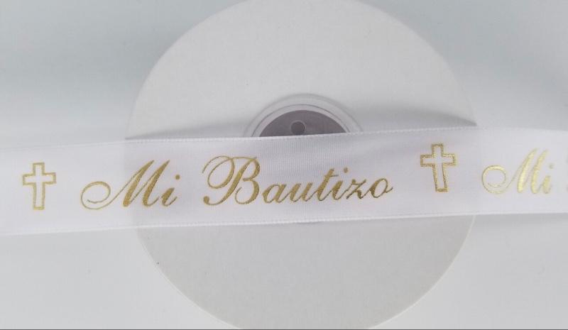 25 yards baptism Ribbons, Roll, “Mi Bautizo” Ribbon 3/8” Baptism