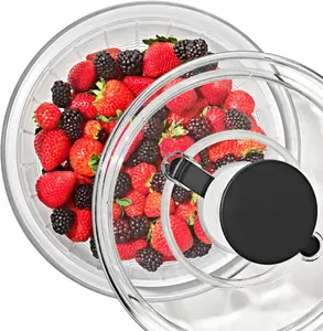 6L Lettuce Dryer Salad Washer with Colander Basket, Manual Household Fruit  Drainer, -Handed Handle , Non-Slip Base, Easy to Clean Kitchen Transparent Slicer Bowl