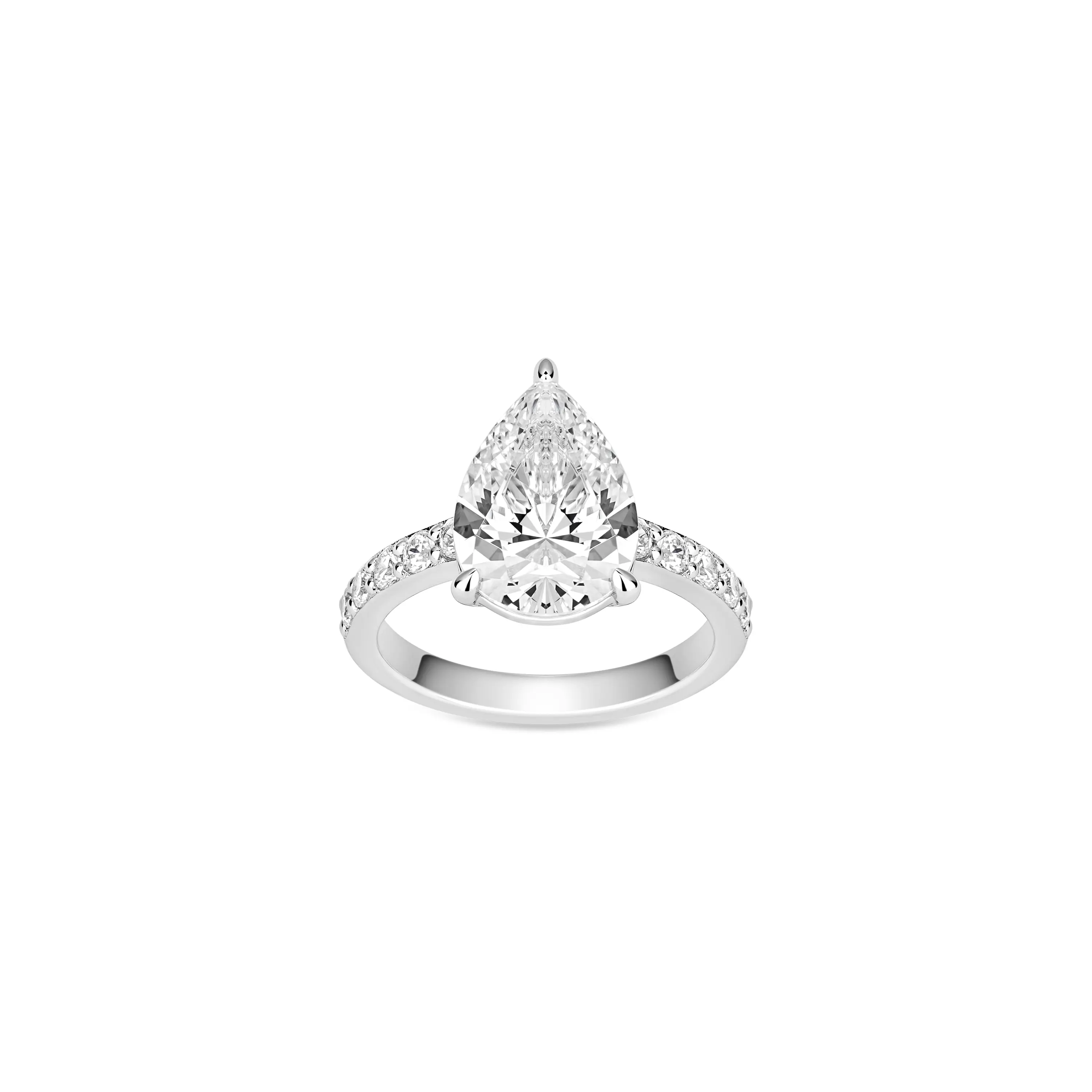 VAMERAY #33027 4.5 Carat Pear Cut Accent Pave Prong-Set Engagement Ring