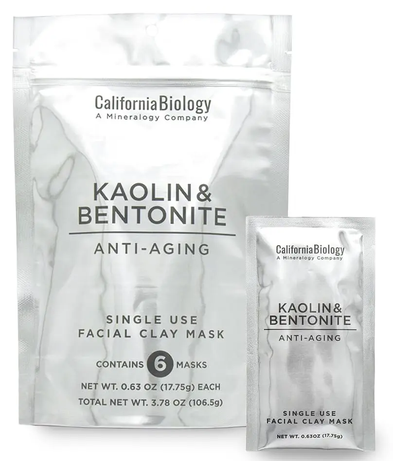 California Biology Kaolin & Bentonite Anti-Aging Clay Mask for Face & Body (6ct Travel Pack)