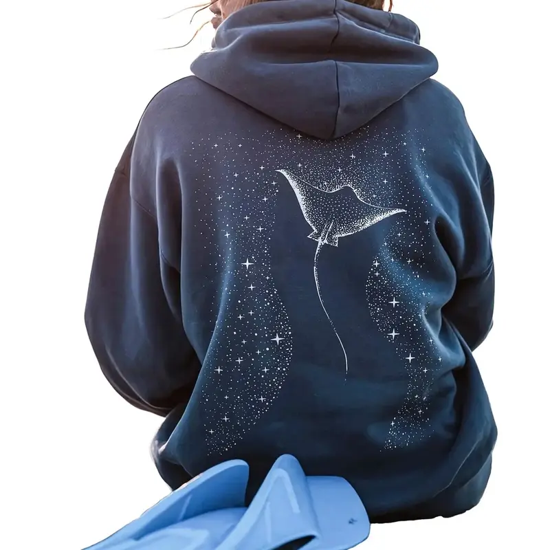 Manta Ray Hoodie, Stingray Sweatshirt For Ocean Lovers, Beachy Girl Gift, Coconut Women Hoodie, Sea Life Hooded Sweatshirt, Biologist Gifts