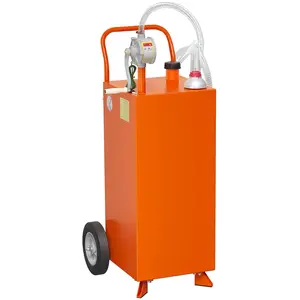 GARVEE 35 Gallon Fuel Caddy with Pump - Durable Gasoline and Diesel Storage Tank for Cars, Lawn Mowers, ATVs, Boats, and More - Orange Fuel Transfer Container