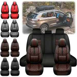 For Ford Edge 2007-2020 2021 2022 Car 5 Seat Covers Pick-up Full Set Premium Leather Front Rear Cushion Protector Pad Mat with 3D Lumbar Pillow 5 Sit Pickup, Waterproof Breathable Non-Slip Easy Installation Full Surround Design with Storage Bag