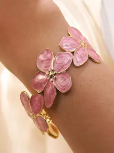 Colorful Flower Cuff Bracelet For Women Dainty Adjustable Drip Oil Flower Open Bracelet Vintage Chunky Declaration Flowers Hollow Bangle Bracelet Fashion Statement Jewelry Accessories For Women