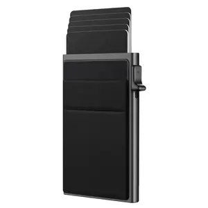 New men's ultra-thin automatic RFID anti-theft metal wallet card holder, aluminum alloy card case, high aesthetic value