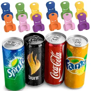 SleekSaga Portable Tin Can Drink Lid Protector Insect & Dirt Resistant Bottle Opener 6-Pcs Aluminum Travel Utensils for Outdoor Dining