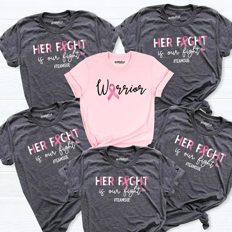 Custom Breast Cancer Support Squad Shirt, Her fight is our fight shirt, Breast Cancer Shirt, Cancer Support team Shirt, Family Breast Cancer
