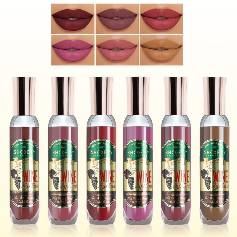 Red wine bottle lip dye set six-color lip gloss that is not easy to stick to the cup and does not fade easily matte matte lipstick elvive glycolic gloss liquid lip glossy lip woman labiales Mousse Tint Lipglass