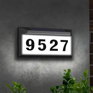 Solar Powered House Number Sign Auto On/Off Illuminated Address Plaque Waterproof LED House Numbers for Yard Street Porch Customizable Digits & Letters Three-Head Garden Lamps