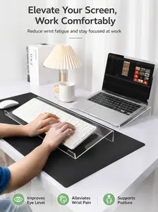 Minimal Acrylic Single-Layer Keyboard Stand, 16x5.6 in Batteryless Home Office Desk Accessory, Office Accessories, Modern Home Organizer Storage Rack
