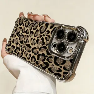 Shiny Brown Leopard Print Phone Case for iPhone 11-17 Pro Max/Plus |     Four-Corner Shockproof, High-End Design |     Perfect Gift for All Seasons