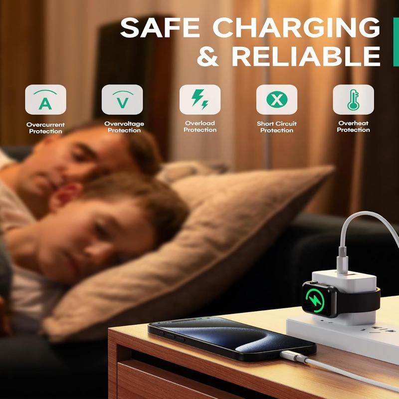 Watch Charger, Magnetic Wireless Charging Block with PD 23W USB-C Fast Charger, 3-in-1 Dual Port for Watch Series Ultra/SE/9/8/7/6, Phone 16/15/Pro Max,iPad Pro/Air, White Watch Charger, Magnetic Wireless Charging Block with PD 23W USB-C Fast Charger, 3-in-1 Dual Port for Watch Series Ultra/SE/9/8/7/6, Phone 16/15/Pro Max,iPad Pro/Air, White