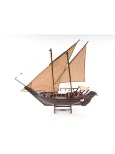 212 MAIN Traditional Wooden Dhow Sculpture - 27 in. Large Hand-Painted Brown Traditional Art Home Decor Ornament, Ideal Gift for Home Supplies, Perfect for Indoor Display