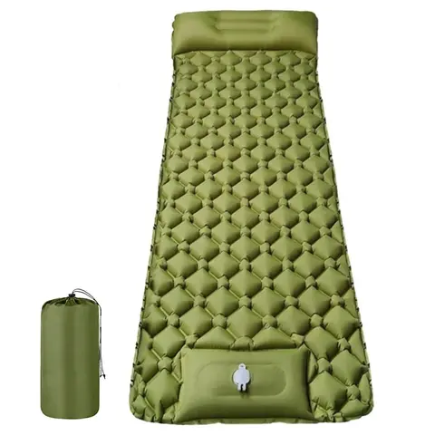 Adorer.care Single-Size Ultralight Inflatable Camping Sleeping Mat with Built-in Pillow & Foot Air Pump, Compact for Camping, Hiking Backpacking Tent Use