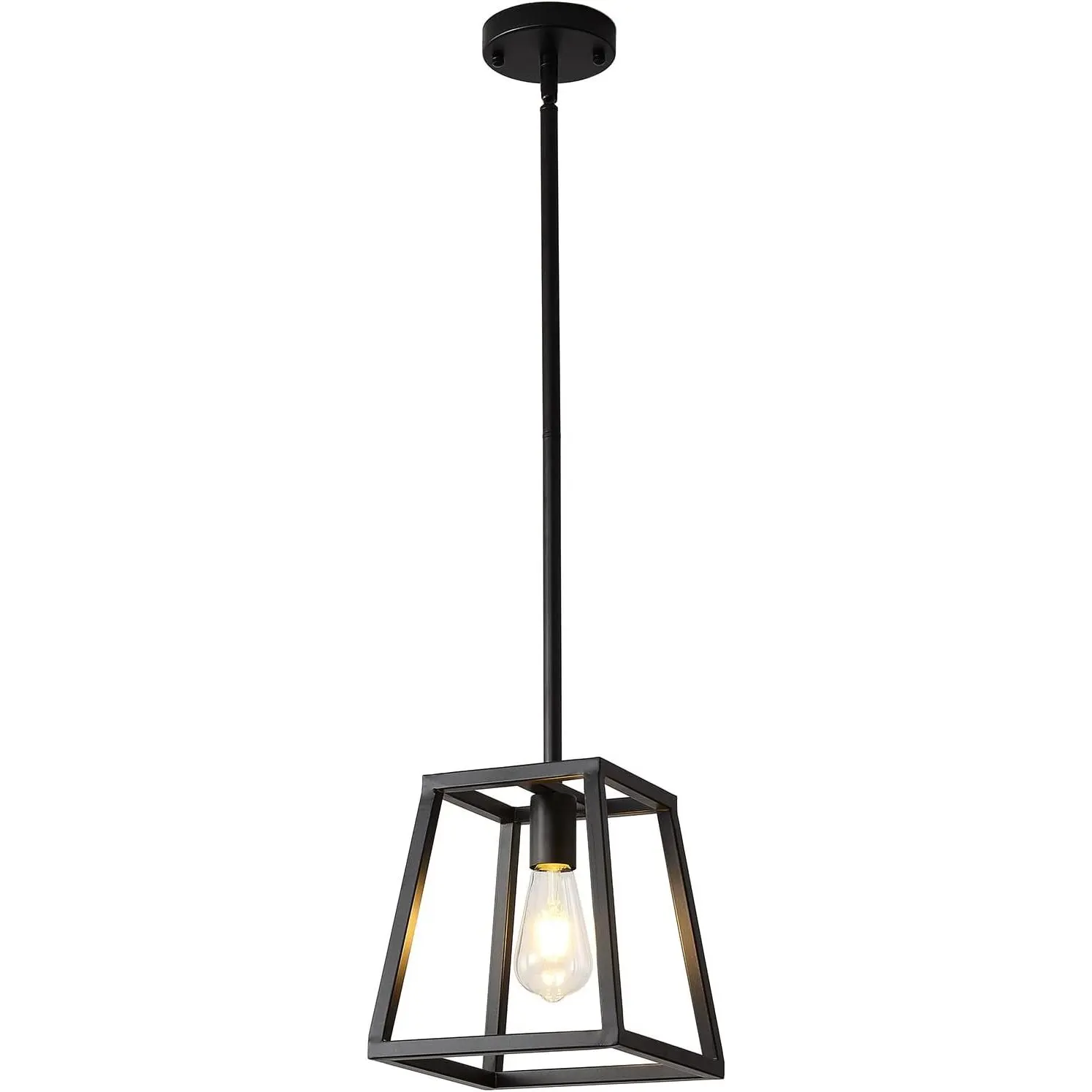 Black Pendant Light,Mini Rectangle Chandeliers, Pendant Lighting for Kitchen Island Living Room 1-Light Industrial Pendant Lighting for Kitchen Island