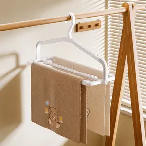 Folding Travel Towel Hanger, Adjustable Clothes Hanger with 360 Rotating Hook, Extendable Portable Drying Rack for Bathroom Balcony Hotel, Foldable Space Saving Hanger with Windproof Clips, Compact Bath Towel Holder for Travel Camping RV Dorm