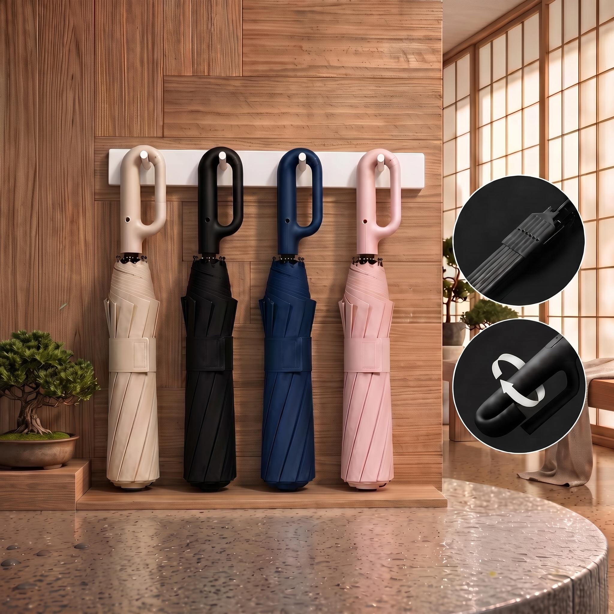 14 in Automatic Open & Close Folding Rain & Sun Umbrella, Ring Handle, Waterproof Windproof Lightweight Portable for Men & Women