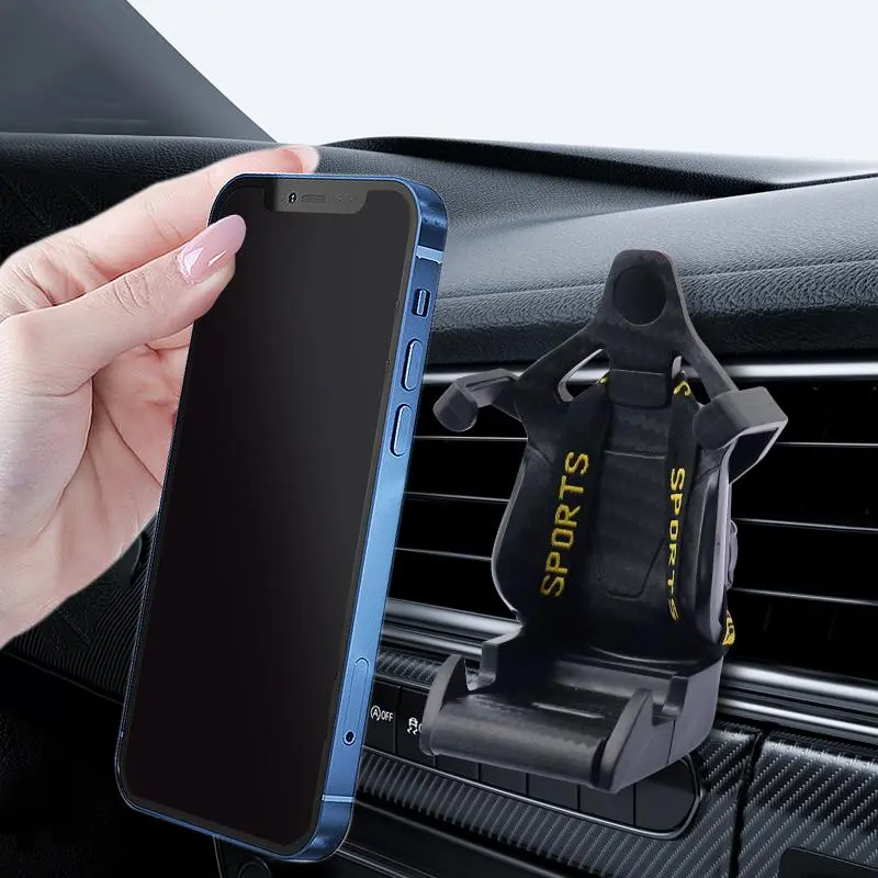 Car Air Vent Phone Holder, Carbon Fiber Racing Seat Shaped Car Phone Mount, Adjustable GPS Bracket Support for Multiple Phone Models, Cell Phone Holder