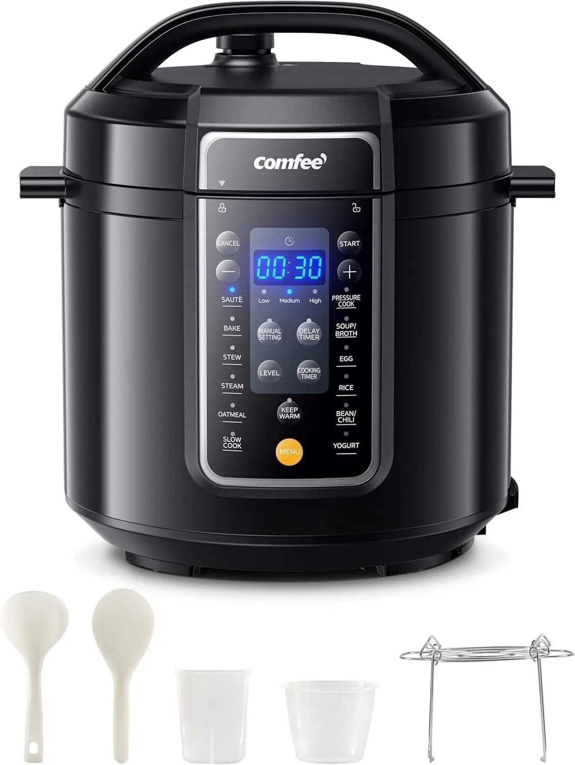 COMFEE' 6QT Electric Pressure Cooker, Slow Cooker, 9-in-1 Multi Cooker with Rice Cooker, Steamer & Yogurt Maker, cake maker Non-Stick Inner Pot, Family Meal Prep Kitchen Appliance