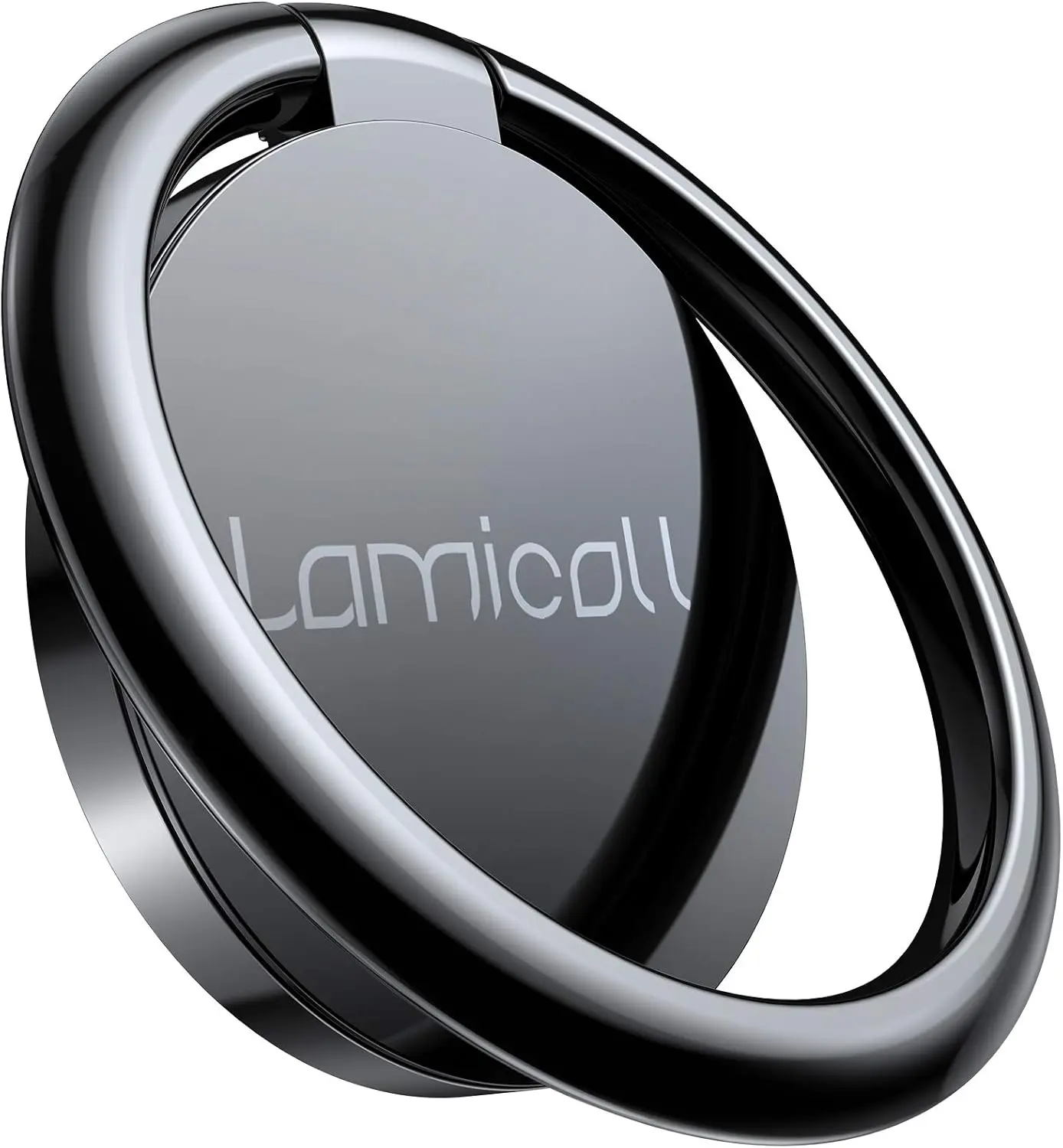 Lamicall Durable Handheld Cellphone Ring Holder Stand - Foldable Finger Grip Kickstand, 360° Rotation Polished Metal for Magnetic Car Mount, Fits iPhone 17/16/15/14 Pro Max Air, Android Phone Accessories (Landscape Compatible)