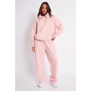 Kaiia Embossed Wide Leg Joggers Pale Pink