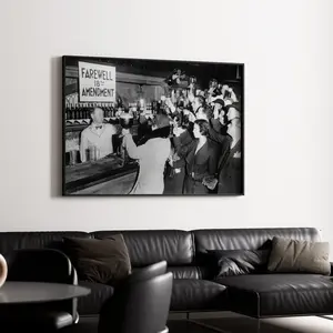 Farewell 18th Amendment Wall Art, Beer Prohibition Poster, Black and White Print, Vintage Speakeasy Bar, Man Cave Poster, Retro Wall Decor