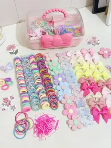 845/846 pieces - Cute Girls' Hair Accessories Gift Set, high-strength rubber bands, curly hair strings, three-dimensional hair clips, Cute cartoon bowknot, meeting various styling needs, creating various hairstyles, Hair Accessories Sets