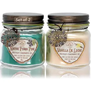 Way Out West Scented Candles in Piñon Pine & Vanilla De Leche - Gift Ready, Boxed Set of 2 Jar Candles - Fragrant, Long Lasting Soy Wax Blend - Delightful Soothing Fragrances for a Warm, Cozy Home