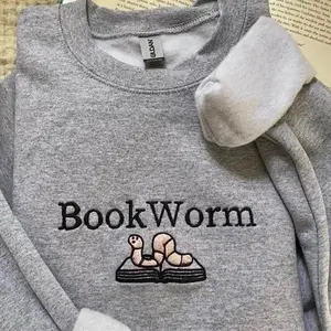 Embroidered BookWorm sweatshirt, booktrovert Sweatshirt,Book Lover Sweatshirt, Cute Book Lover Shirt, custom embroidered sweatshirt, Teach