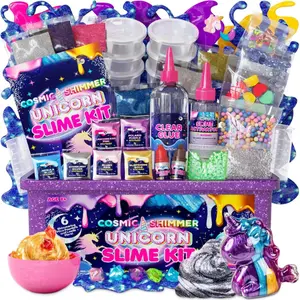 Summer Spring Gift Unicorn Slime Kit for Girls Ages 7–12, DIY Shimmer Slime Set with Glow-in-The-Dark, Pearlescent, Holographic & Glitter Slimes, Creative Craft, Birthday Gift for Kids Visit the Original Stationery Store