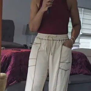 Tanming Women's  High Waisted Barrel Sweatpants Baggy Wide Leg Drawstring Joggers with Pockets and Seam Stitch Details | Regular Lined for Fall & Spring, Cozy Fleece Lined for Winter