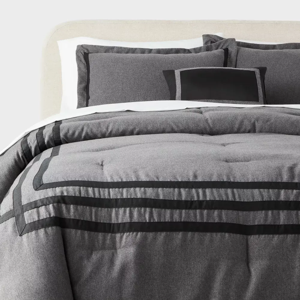 8pc King Applique Border Comforter and Sheet Set - Threshold 8pc King Applique Border Comforter and Sheet Set - Threshold