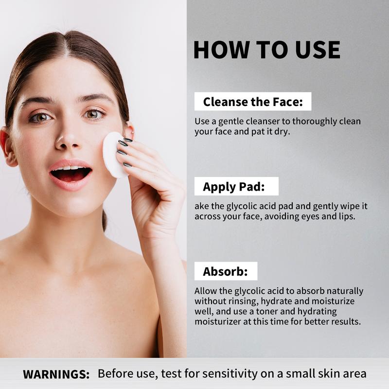 Glycolic Acid Face 50Pads with 20% Glycolic Acid & Salicylic Acid for Bumpy Skin Large Pores AHA Exfoliating Treatment Smooth Texture Reduce Pimples Flawless Glass Skin