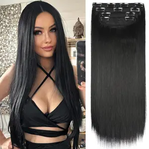 Hair Extensions Straight Clip in Hair Extensions Soft Hair Extensions Black Hair Extensions 20 Inches Thick Hair Extensions Clip In