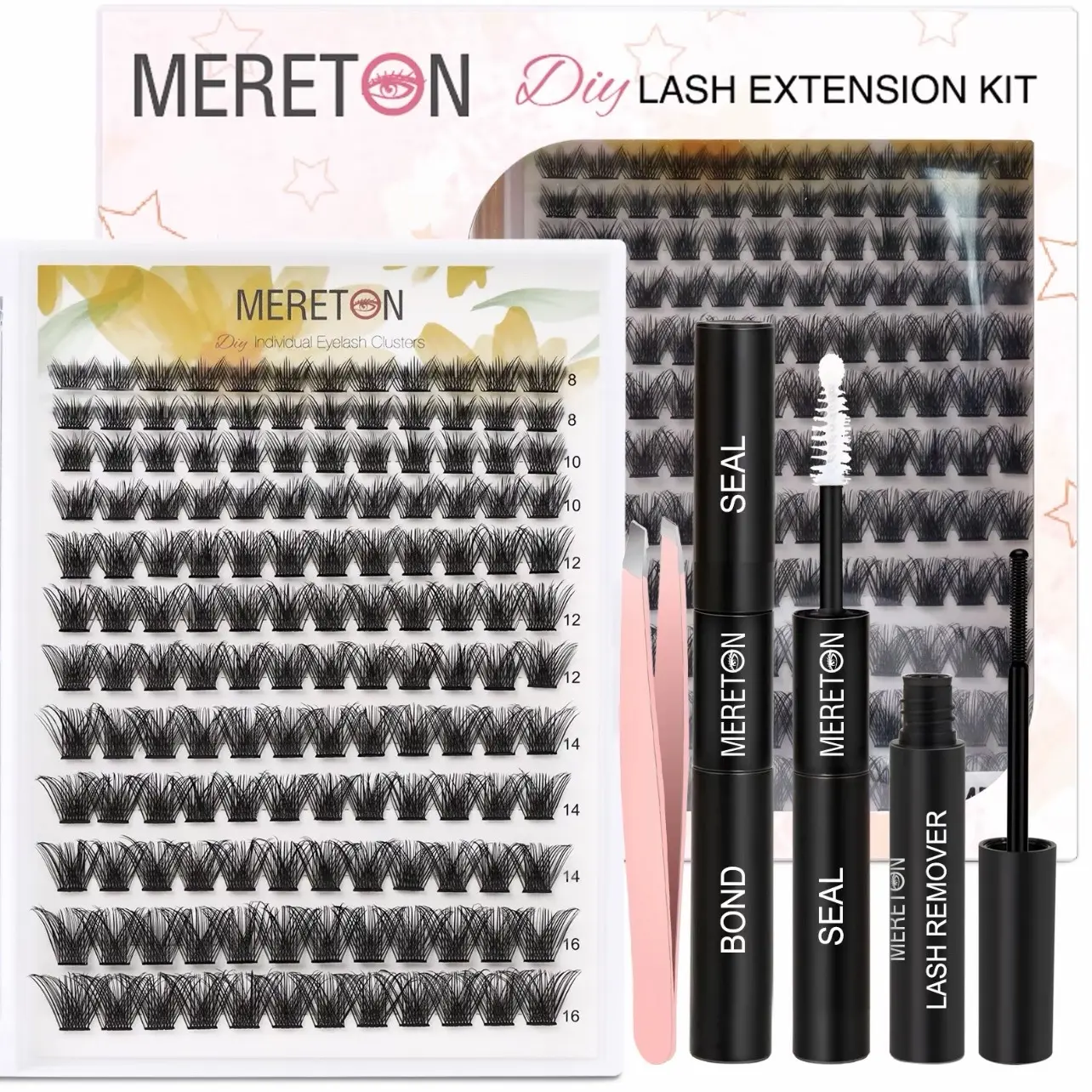 DIY Eye Lash Extension Kit with Lash Bond and Seal, Individual Lashes Kit - Cosmetic, Makeup glue-free false Waterproof