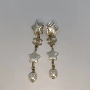 Pre-owned CC Star Dangle Earrings Faux Pearl with Metal JQ004