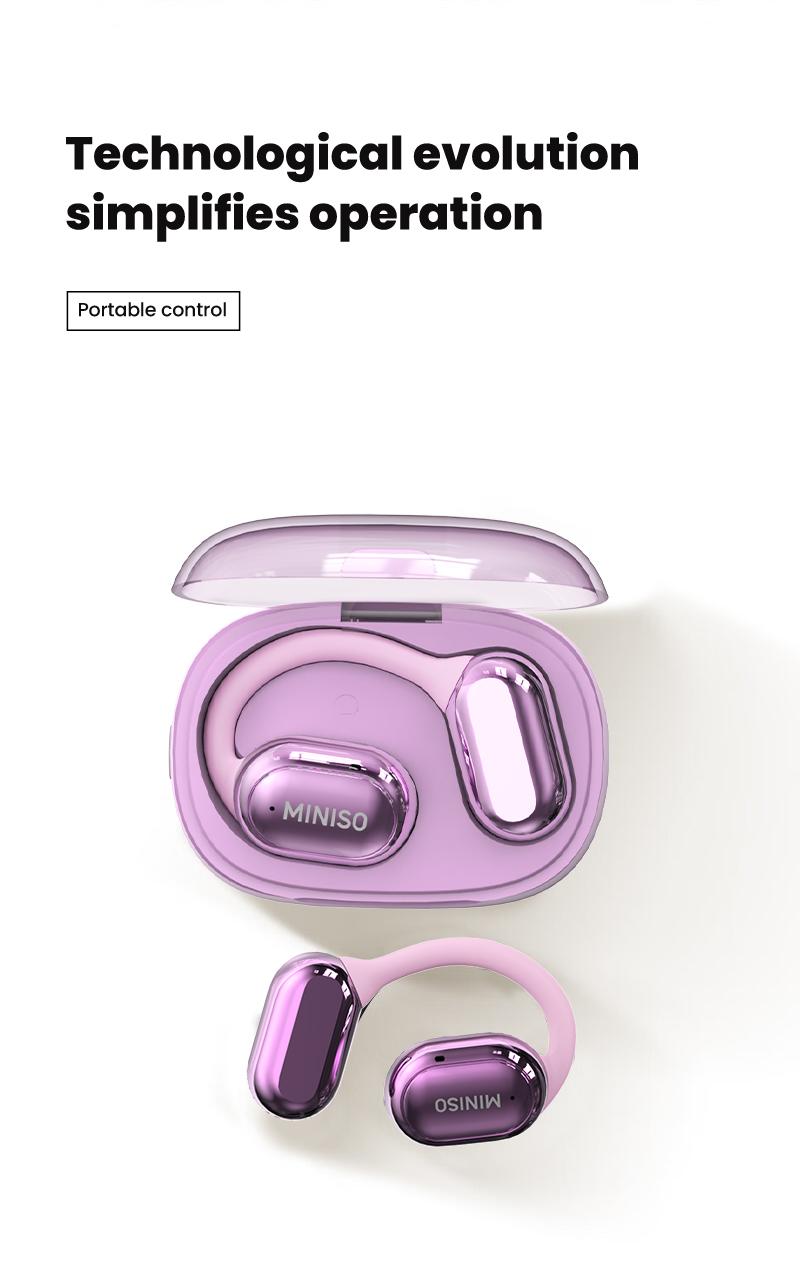 MINISO OWS True Wireless Bluetooth Headphones X39, Open Ear Earphones with MIC Earbuds with Charging Case, HiFi Sound for Sport Headsets,Free Lanyard