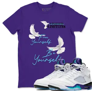 Free Yourself Be Yourself Unisex Crew Neck T-Shirt - Shirt To Match 5s Retro Grape, Jordan 5 Grape Outfit, Trending Shirts, Top Tshirt