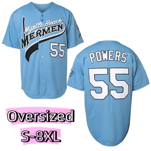 Oversize PLUS SIZE (S-8XL) Men's Baseball Jerseys 55 Kenny Powers Eastbound & Down Charros Myrtle Beach Mermen Light Blue TikTok Viral Polo Shirt breezy bowl jersey Christmas Eve gifts Holiday Football Uniform Softball Pants