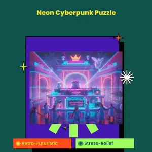 Cyber Arcade Counter Art Puzzle (252 or 500 Pieces) - Neon Cyberpunk Decor for Adults (14+) - Futuristic Gaming Aesthetic Gift