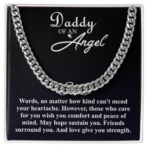 Baby Loss Gift Curb Chain Necklace, Gift for Dad From Angle Baby, Fathers Day Gift from Miscarriage Baby Angel, Chain with Message Card
