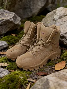 Men's Outdoor Jungle Anti-Slip Boots, Hiking Trekking Tactical Military Boots, Lightweight Durable Work Boots, Ankle Height, Medium Width