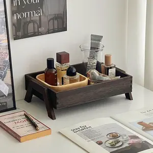 Vintage Wooden Storage Tray, Living Room Coffee Table Organizer Box, Universal Layered Display Plate, Pine Material