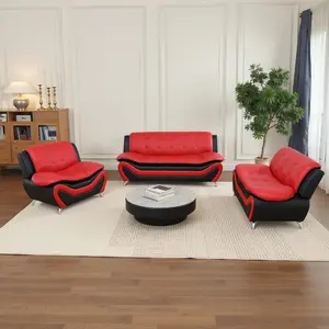 Black & Red Faux Leather Loveseat Living Room Sofa4503-L Modern Design Comfortable Seating for Contemporary Homes