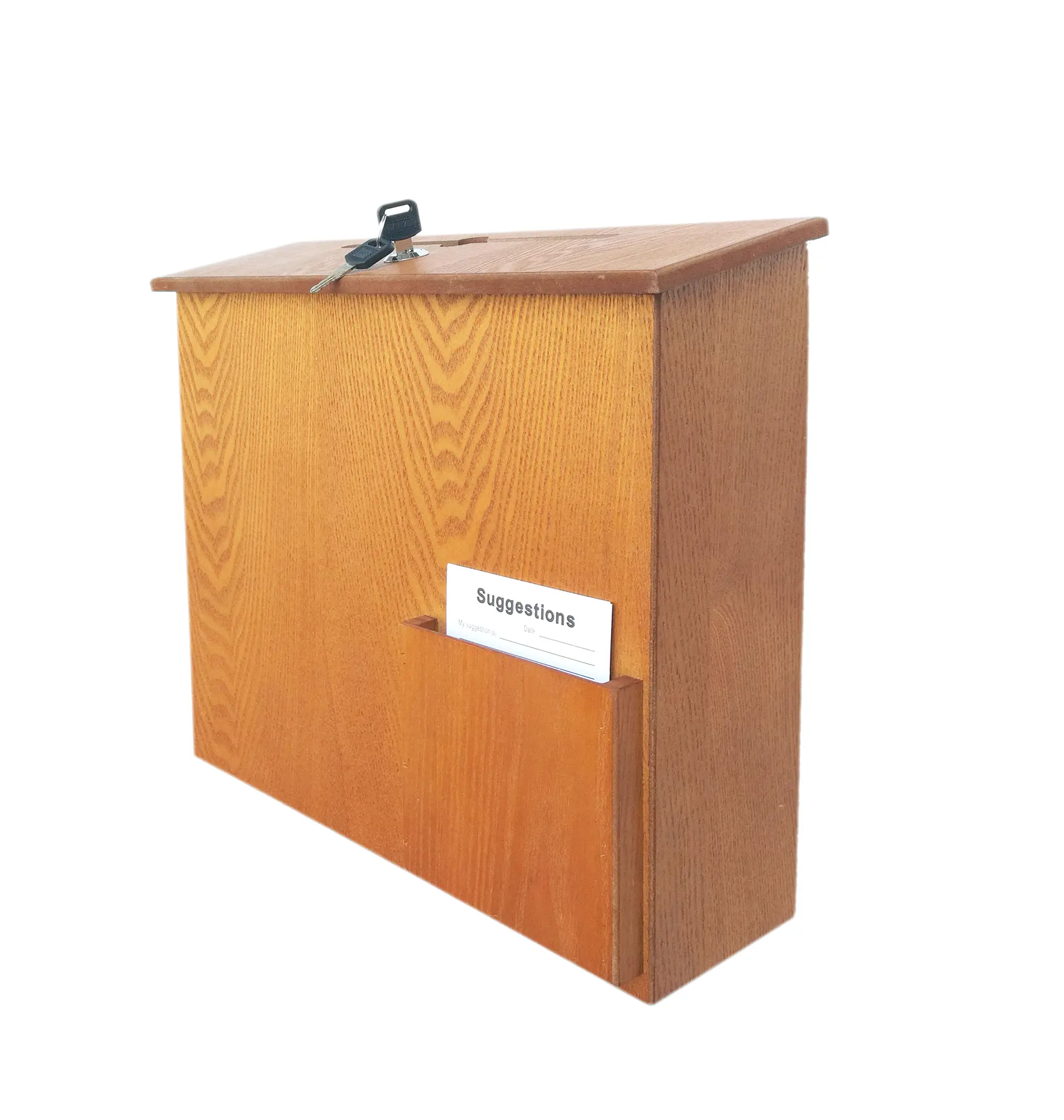 FixtureDisplays® Wood Ballot Box, Collection Donation Charity Suggestion Fund-raising Box Medium Oak MDF 27270-NF