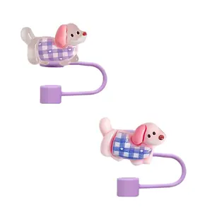 3/6/12pcs Dog Theme Straw Decorations, Cute Dog Straws for Travel Cups, Perfect Cup Accessories for Dog Lovers, 10mm Size